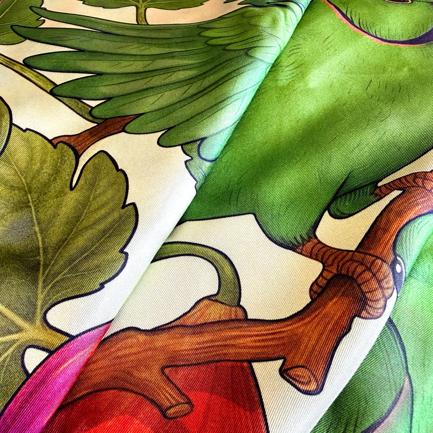 The Rose-Ringed Parakeet Silk Scarf
