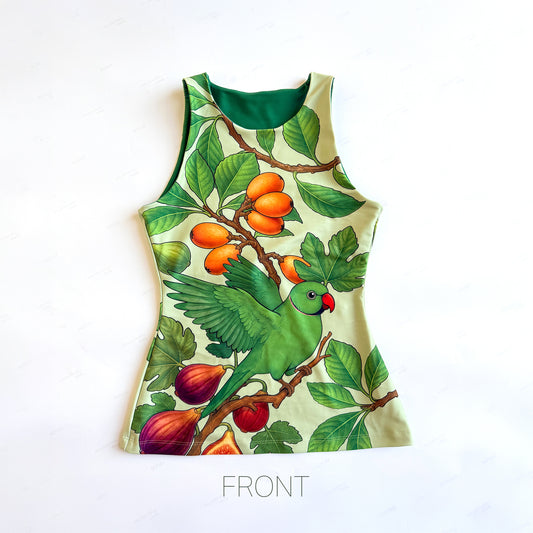 Parakeet & Fruits Comfort Lycra Top (Pre-Order)